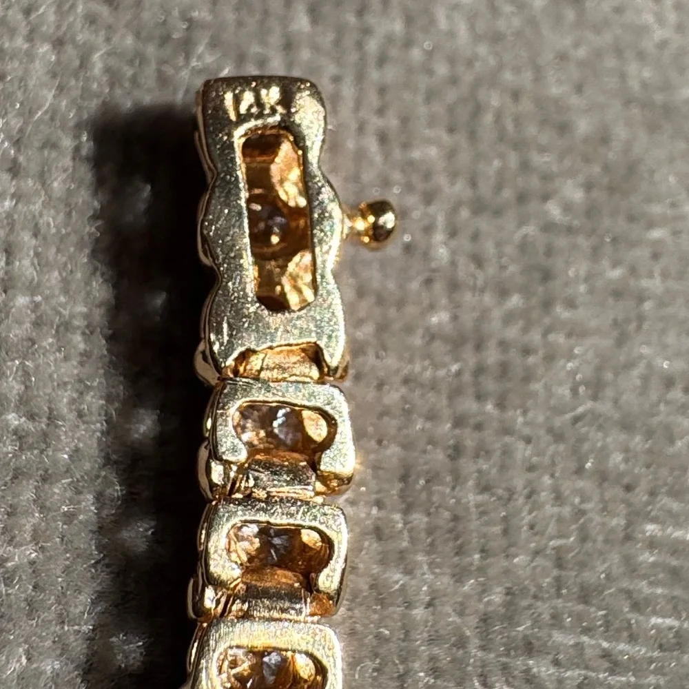 14k Gold Half Bezel Diamond Link Tennis Bracelet